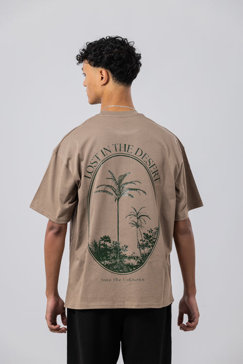 Lost in the desert - Beige oversized t-shirt